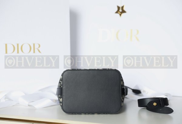 디올 Diorstar 스몰 버킷백 블루 오블리크 자카드