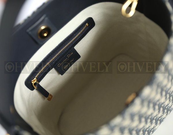 디올 Diorstar 스몰 버킷백 블루 오블리크 자카드