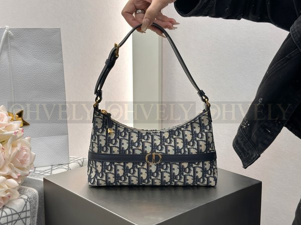 디올 30 몽테인 미니 호보 숄더백 디올 오블리크 자카드 블루