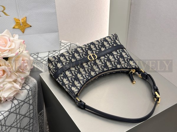 디올 30 몽테인 미니 호보 숄더백 디올 오블리크 자카드 블루