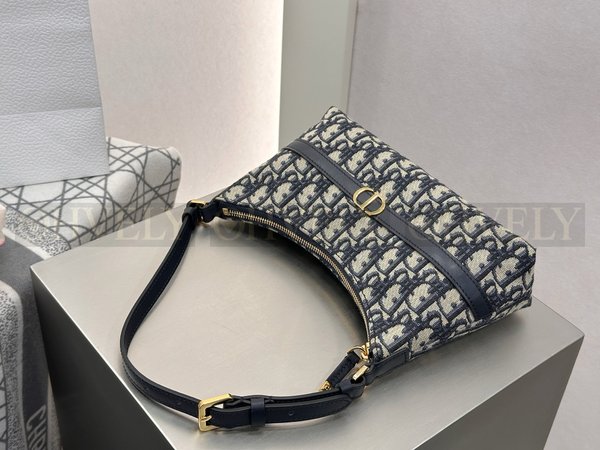 디올 30 몽테인 미니 호보 숄더백 디올 오블리크 자카드 블루
