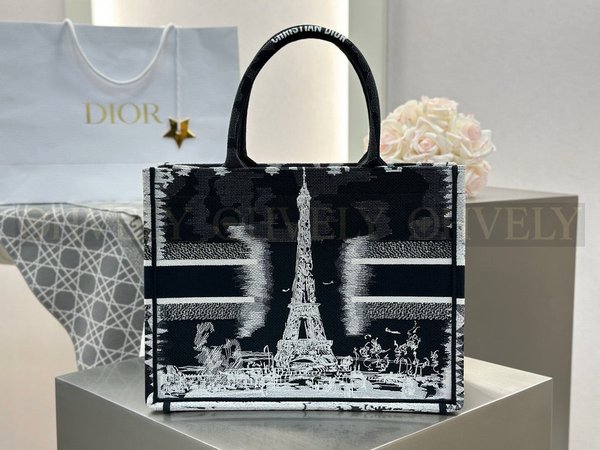 디올 파리 자수 북 토트백 미디움