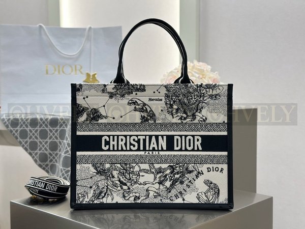 디올 조디악 자수 북 토트 스트랩백 미디움