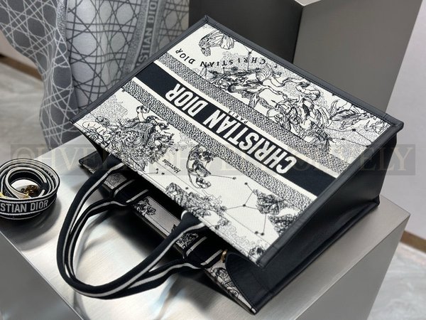 디올 조디악 자수 북 토트 스트랩백 미디움