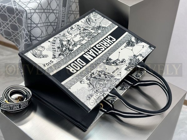 디올 조디악 자수 북 토트 스트랩백 미디움