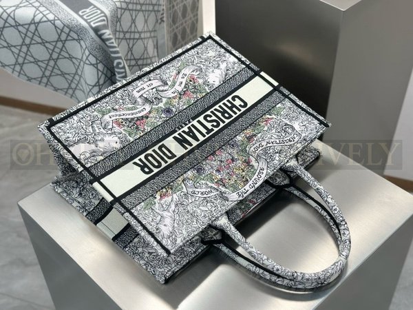 디올 어라운드 더 월드 모티프 자수 북 토트백 미디움