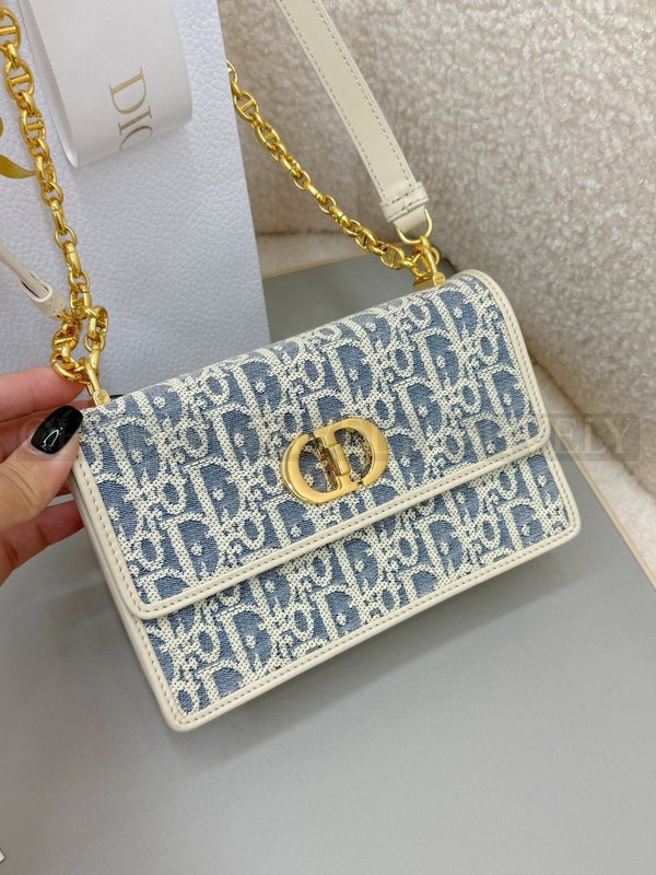 디올 라피아 데님 미스 카로 미니 백