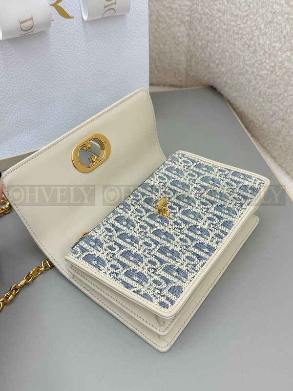 디올 라피아 데님 미스 카로 미니 백