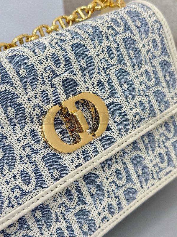 디올 라피아 데님 미스 카로 미니 백