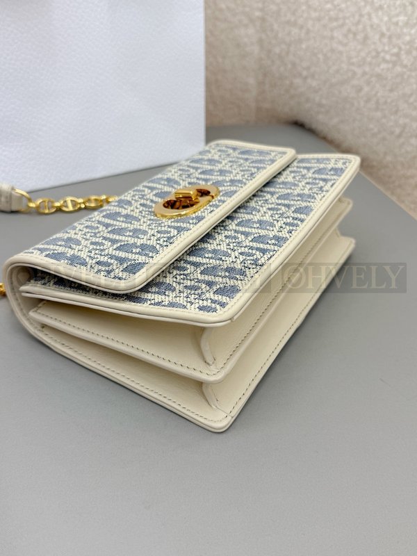 디올 라피아 데님 미스 카로 미니 백