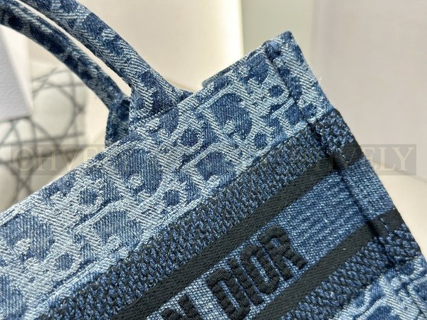 디올 데님 자카드 북 토트백 미니