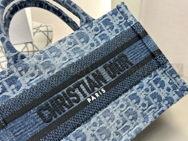 디올 데님 자카드 북 토트백 미니