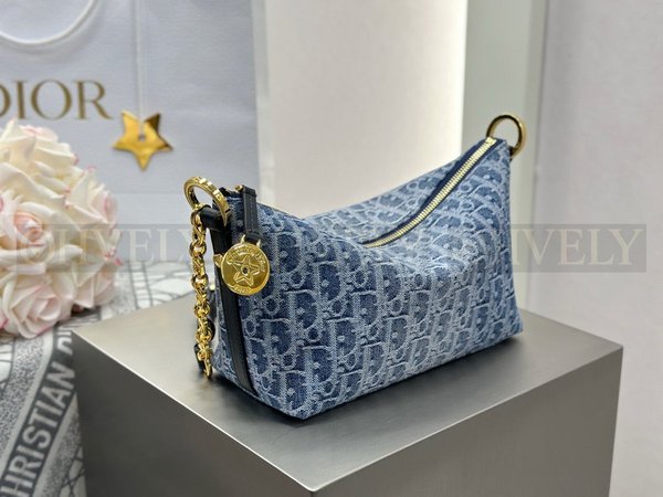 디올 데님 오블리크 스타 체인 호보백