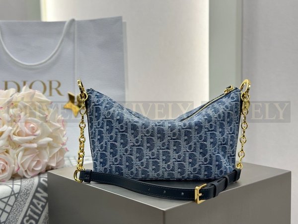 디올 데님 오블리크 스타 체인 호보백