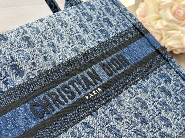 디올 데님 오블리크 북 토트백 스몰