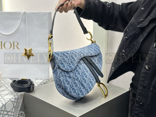 디올 데님 새들백 미디움