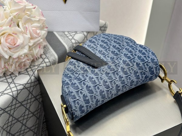 디올 데님 새들백 미디움