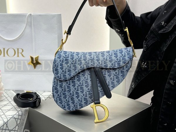 디올 데님 새들백 미디움