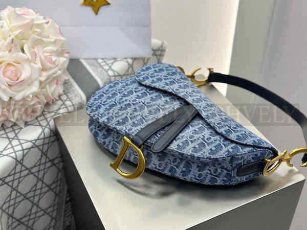 디올 데님 새들백 미디움