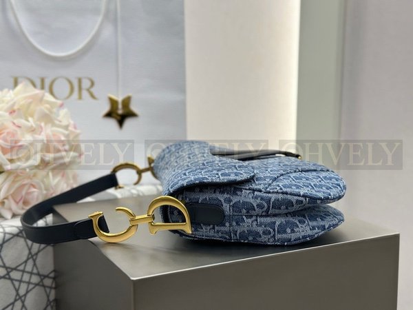 디올 데님 새들백 미디움