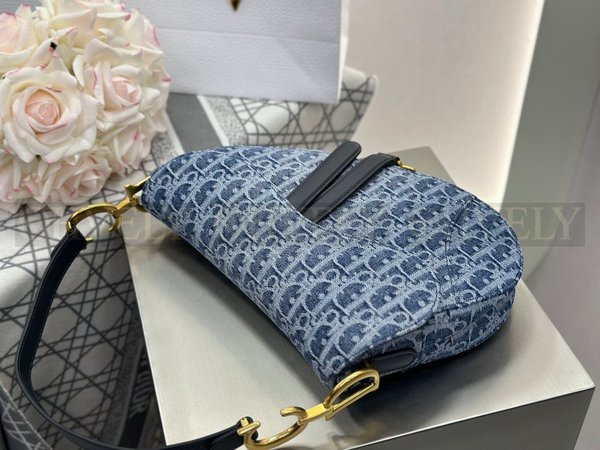 디올 데님 새들백 미디움