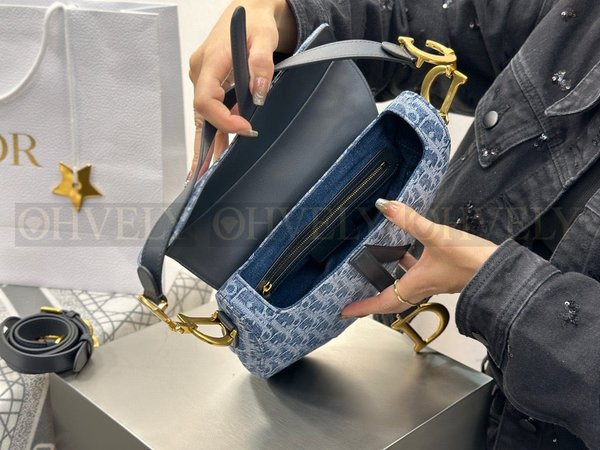 디올 데님 새들백 미디움