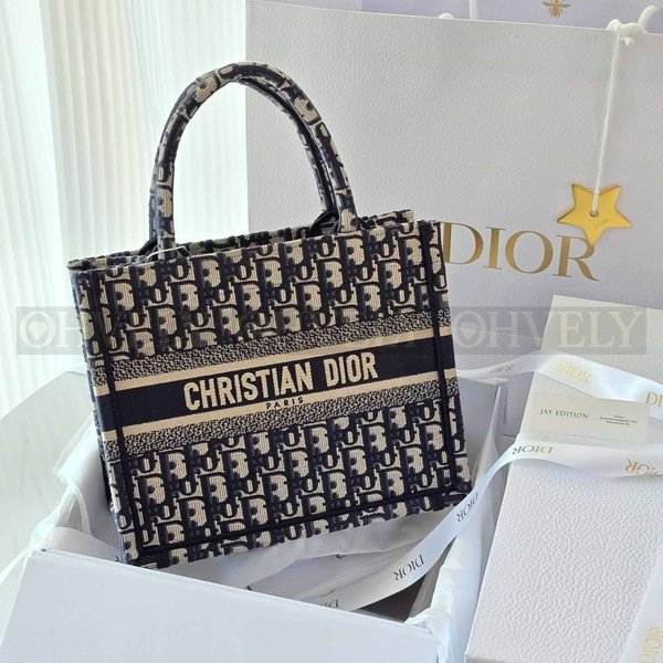 디올 오블리크 자수 북 토트백 스몰