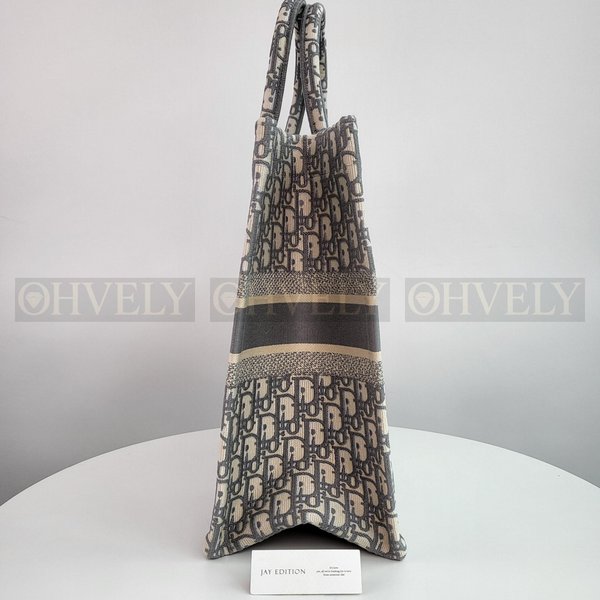 디올 오블리크 자수 북 토트백 라지