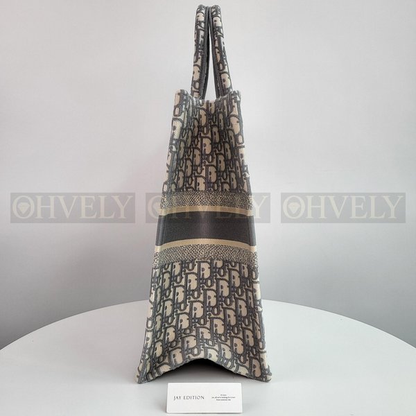 디올 오블리크 자수 북 토트백 라지