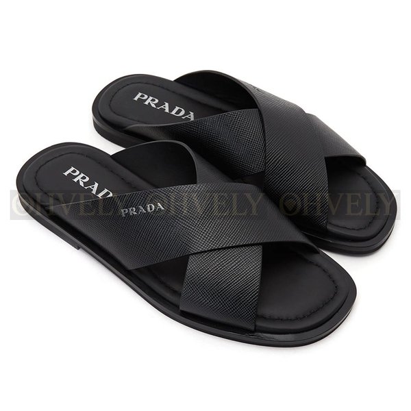 프라다 크로스 스트랩 슬리퍼