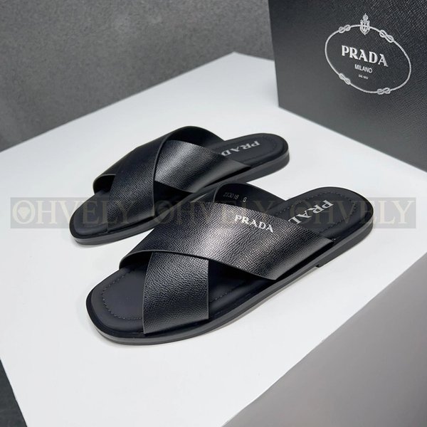 프라다 크로스 스트랩 슬리퍼