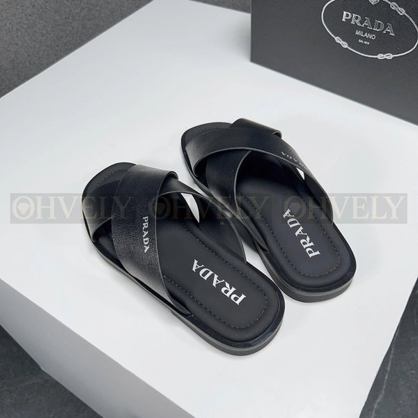 프라다 크로스 스트랩 슬리퍼