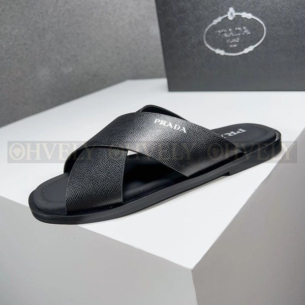 프라다 크로스 스트랩 슬리퍼