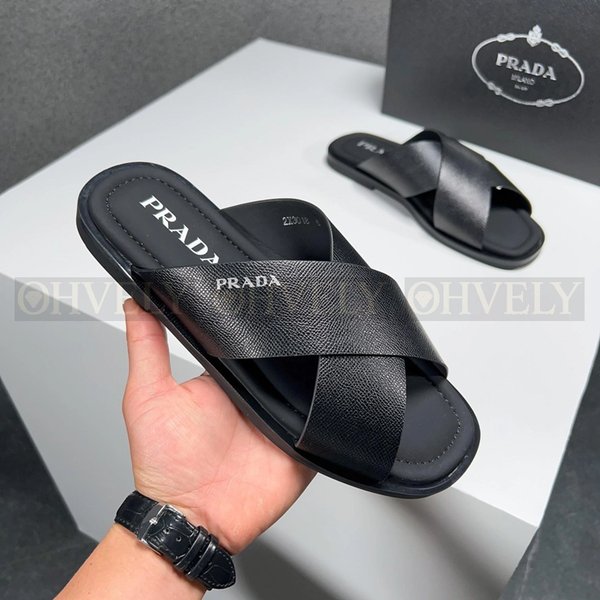 프라다 크로스 스트랩 슬리퍼