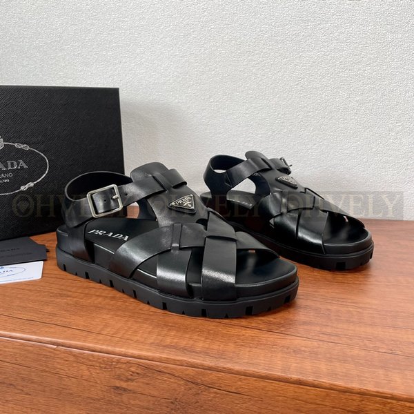 프라다 크리스크로스 러버 샌들