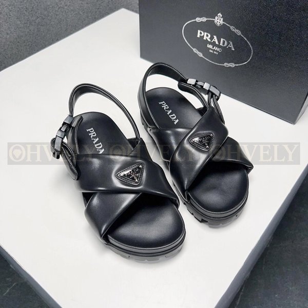 프라다 패딩 나파 크리스 크로스 샌들