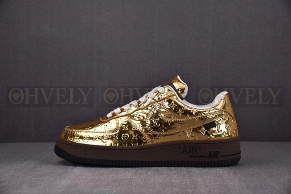 루이비통 x 나이키 에어포스1 버질아블로 멧 골드