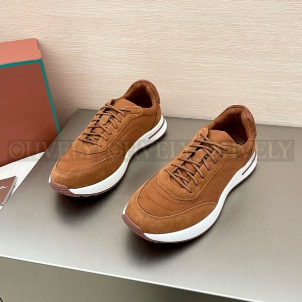 로로피아나 위크앤드 워크 패브릭 스니커즈 브라운