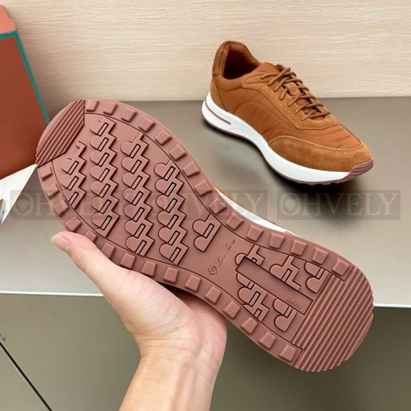 로로피아나 위크앤드 워크 패브릭 스니커즈 브라운