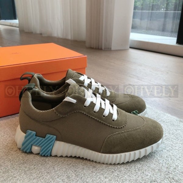 에르메스 바운싱 메쉬 스니커즈 테크니컬 벨벳 체비어