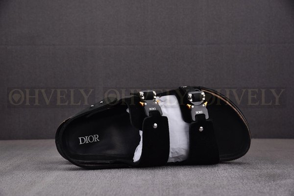 디올 x 버켄스탁 밀라노 샌들 누벅 카프스킨 블랙