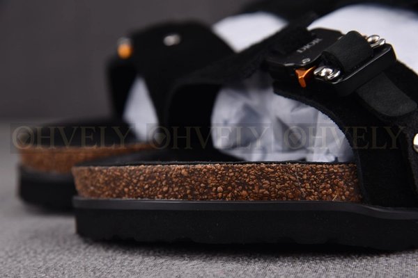 디올 x 버켄스탁 밀라노 샌들 누벅 카프스킨 블랙