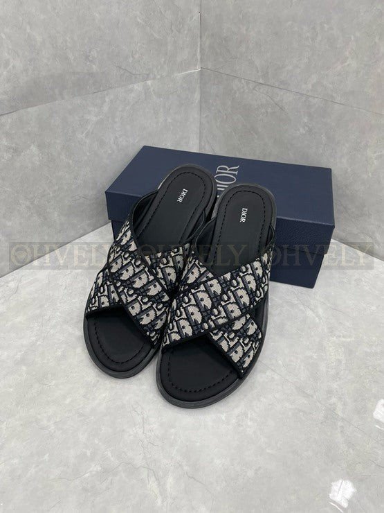 디올 알리아스 샌들 오블리크 자카드