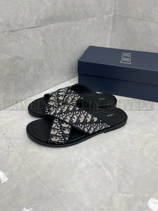 디올 알리아스 샌들 오블리크 자카드