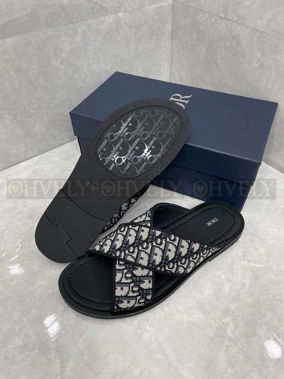 디올 알리아스 샌들 오블리크 자카드