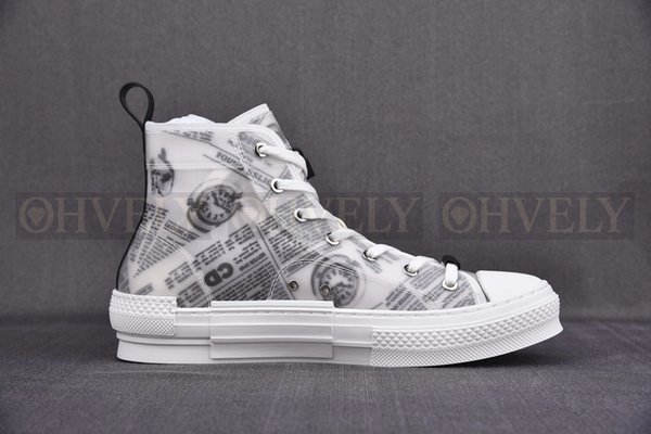 디올 x 다니엘 아샴 B23 하이탑 스니커즈 화이트 캔버스 뉴스프린트