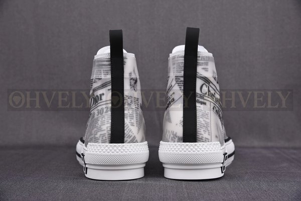 디올 x 다니엘 아샴 B23 하이탑 스니커즈 화이트 캔버스 뉴스프린트