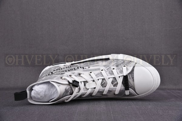 디올 x 다니엘 아샴 B23 하이탑 스니커즈 화이트 캔버스 뉴스프린트