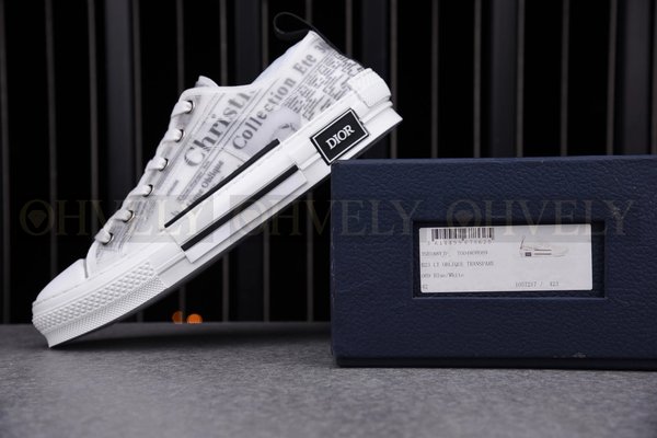 디올 x 다니엘 아샴 B23 로우탑 스니커즈 화이트 캔버스 뉴스프린트