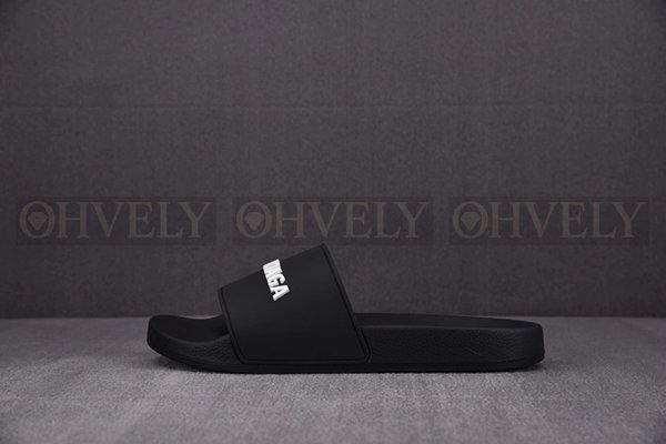 발렌시아가 블랙 화이트 풀 슬라이드 샌들